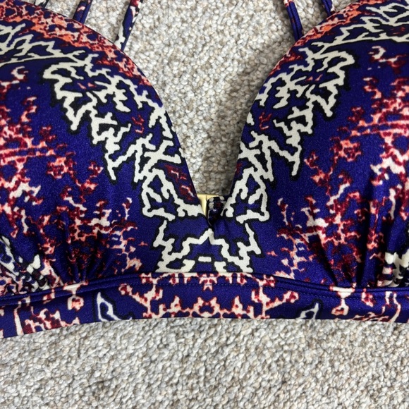 ATHLETA Aqualuxe Bikini Top and Bottoms Bathing Suit M/L
Halter Strappy Blue Red - Picture 12 of 14